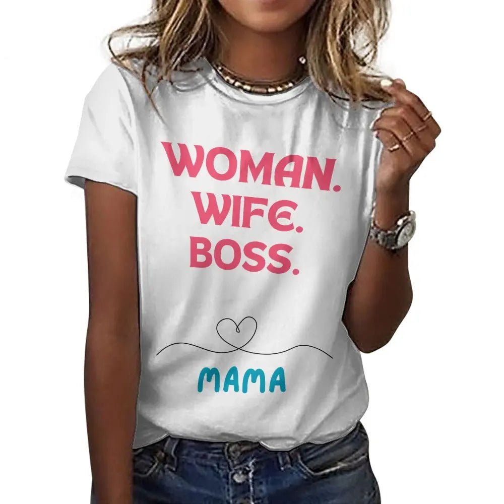 Women's Personalized T-Shirt - Woman, Wife, Boss - Piryoung Shop